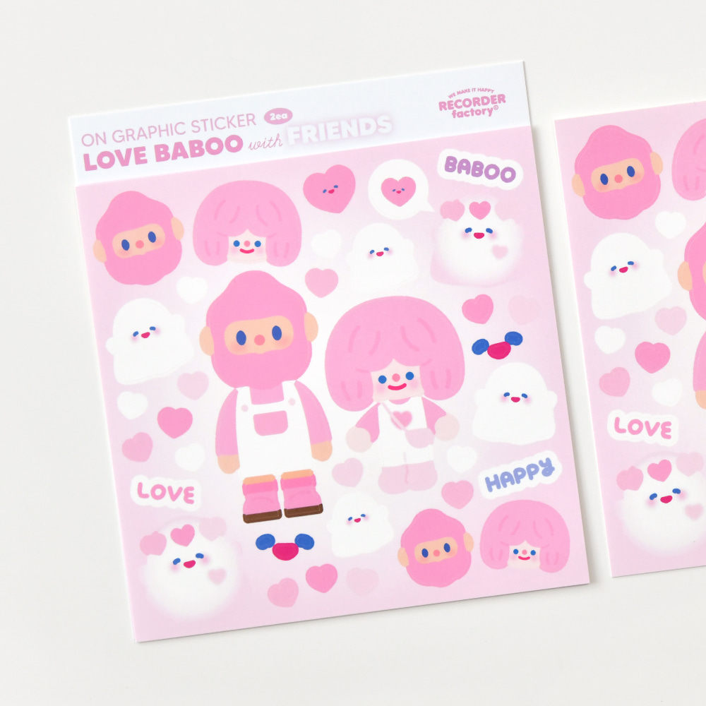 LOVE BABOO with FRIENDS ON GRAPHIC STICKER